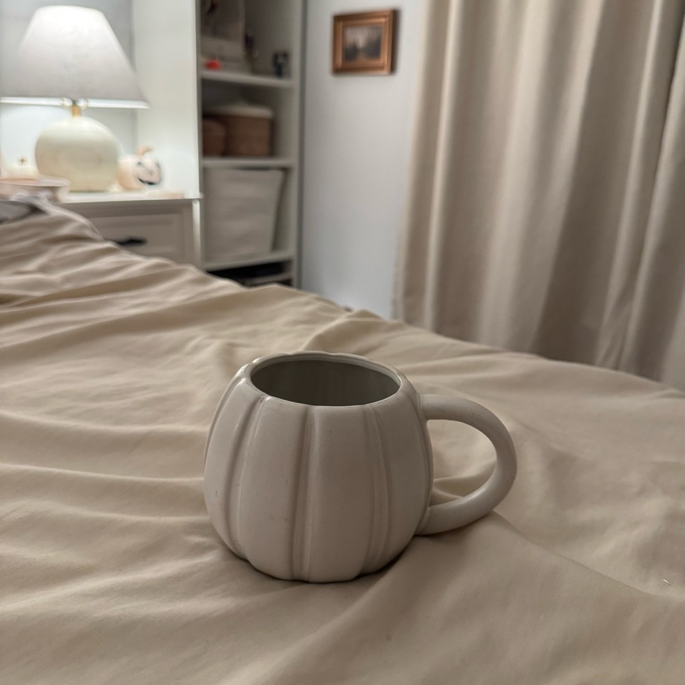 White Pumpkin-Shaped Mug